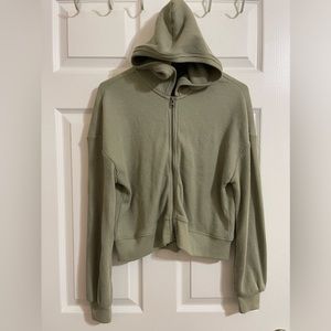 abercrombie & fitch waffle knit crop zip hoodie